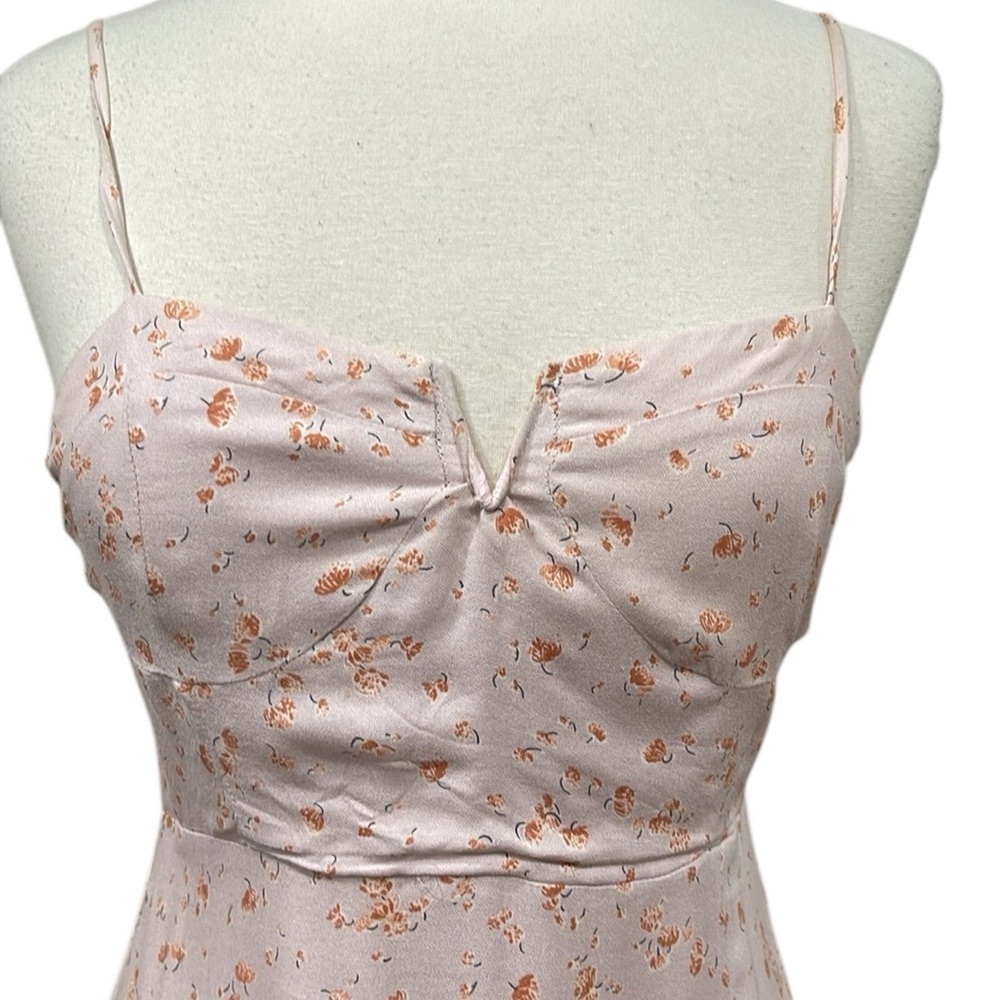 Audrey 3 + 1 Maribelle Mini Floral Bustier Strappy Midi Dress SZ M Light Pink - Picture 3 of 7